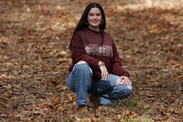 Autumn Reverie - Seated in Autumn Leaves